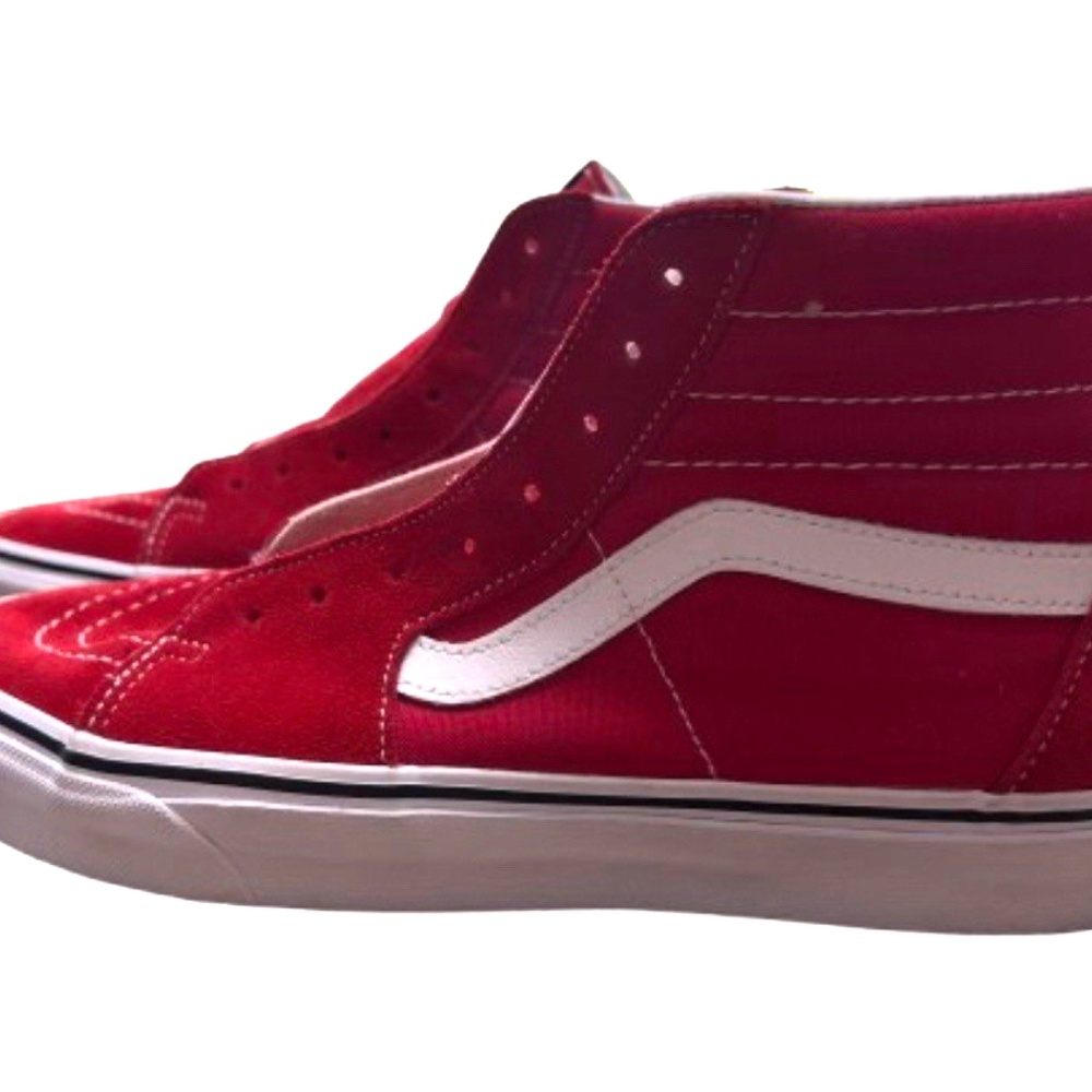 Vans Sk8-Hi Women's 10 Sneakers Mens 8.5 High Tops Red White Suede Skateboard SB - Picture 10 of 10